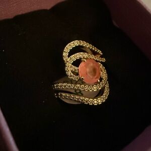 Elegant Gold and Pink Gemstone Ring